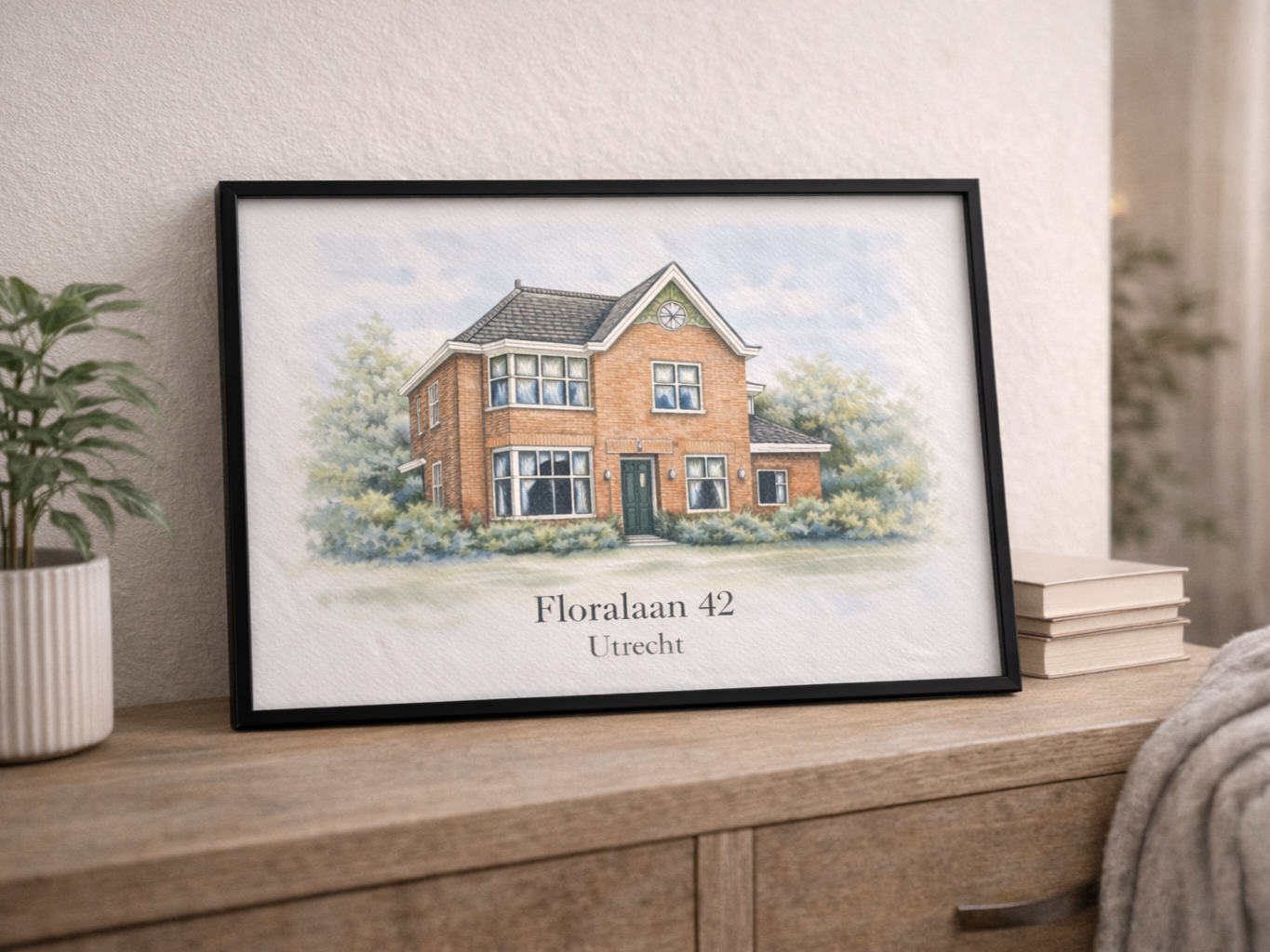 Waterverf huisportret op premium papier – persoonlijk cadeau