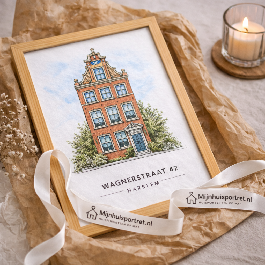 Uniek housewarming cadeau – huisportret in kleur als wanddecoratie
