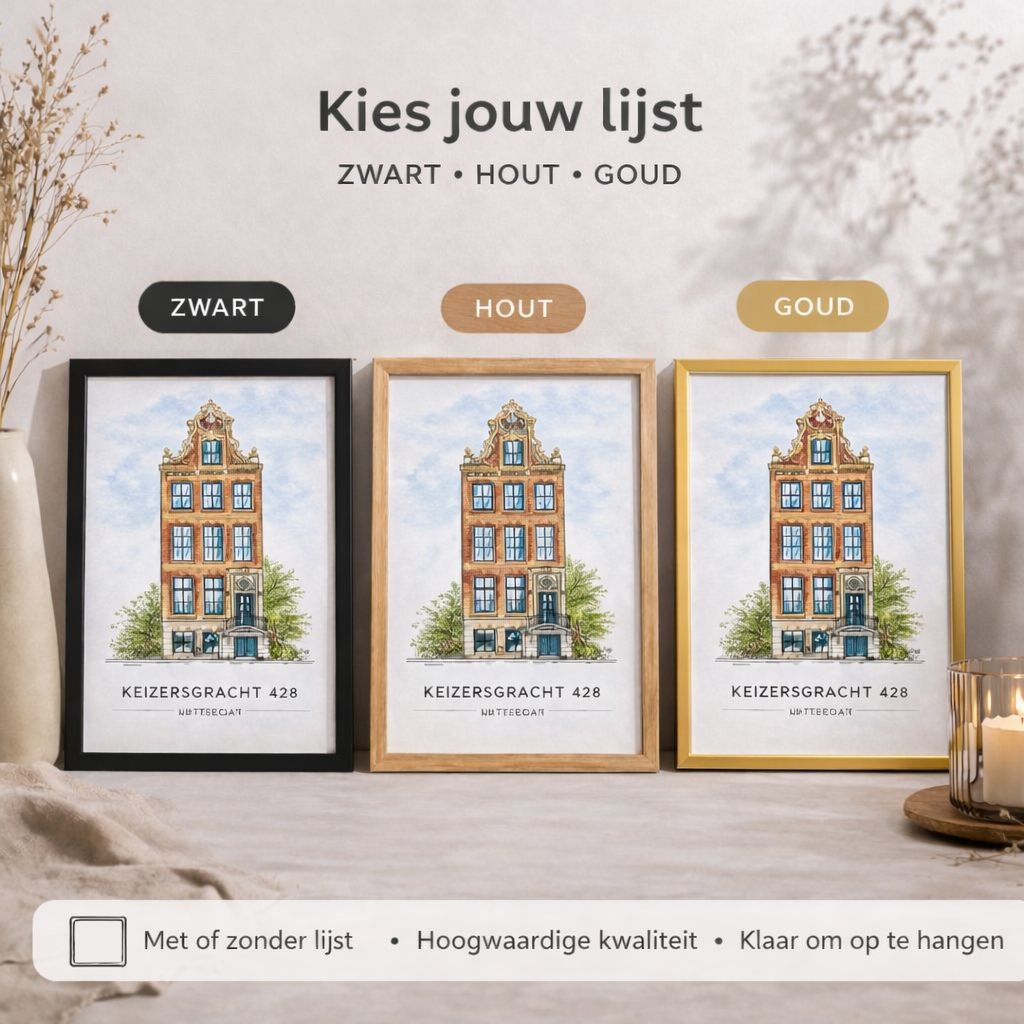 Huisportret in kleur verkrijgbaar in A5, A4 en A3 formaat