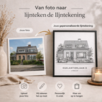 Housewarming cadeau van jou foto naar lijntekening