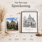 Housewarming cadeau van jou foto naar lijntekening