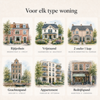 Persoonlijk housewarming cadeau in waterverf – schilderachtig portret van een woning