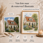Persoonlijk housewarming cadeau in waterverf – schilderachtig portret van een woning