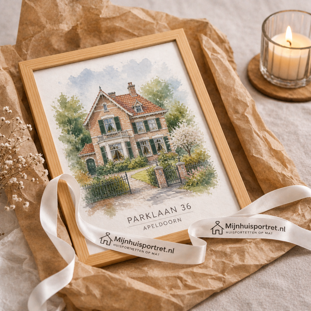 Persoonlijk housewarming cadeau in waterverf – schilderachtig portret van een woning